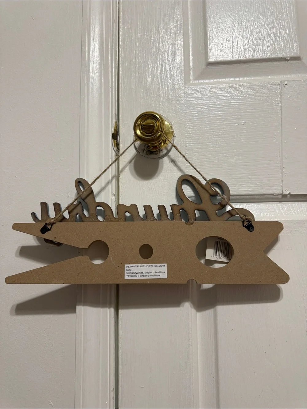 Laundry Wall Hook Sign - Blue and Natural Wood